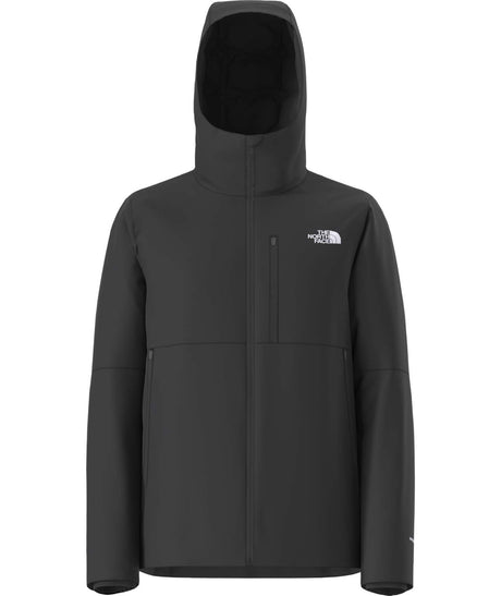 MApexElevationJacket- Black jacket with a hood on a white background