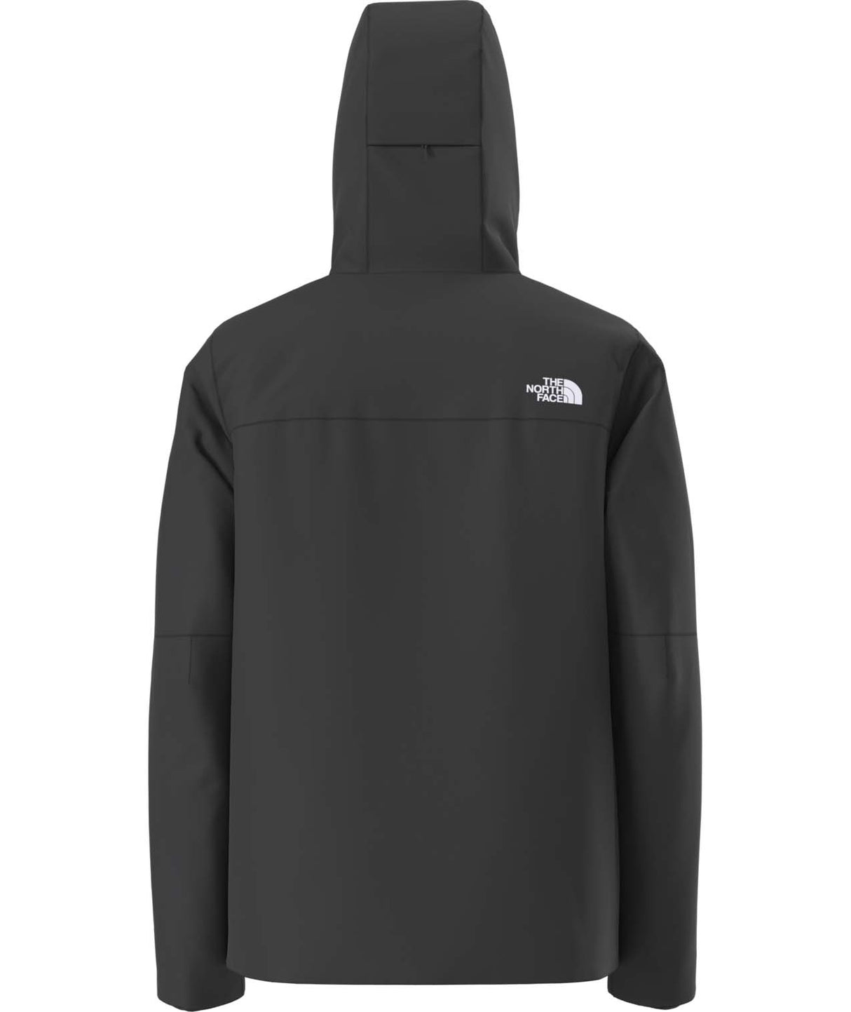 MApexElevationJacket- Black jacket with a hood on a white background