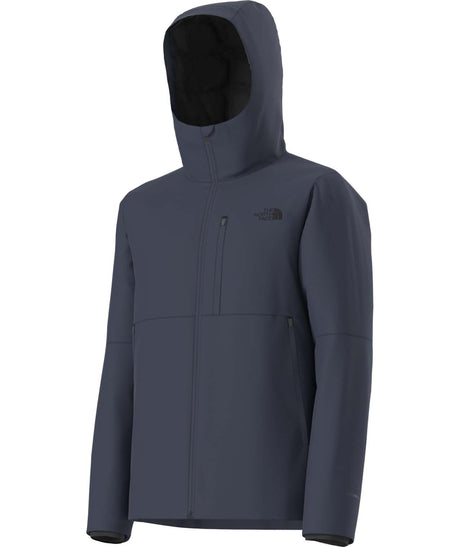 MApexElevationJacket- Navy jacket with a hood on a white background