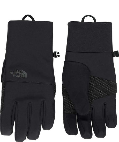 MApexInsulatedEtipGlove- Black gloves with North Face Logo on white background