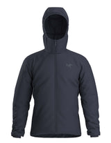 MAtomHoody-Dark gray hooded jacket with brand logo on a white background