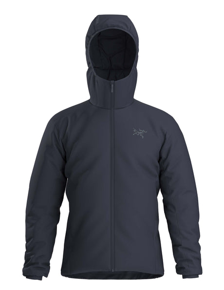 MAtomHoody-Dark gray hooded jacket with brand logo on a white background