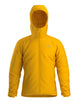MAtomHoody-A bright yellow hooded jacket with a full front zipper and a small light gray Arc'teryx logo on the left chest, shown on a plain white background.