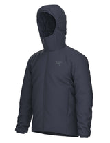 MAtomHoody-Dark gray hooded jacket with brand logo on a white background