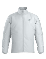 MAtomJacket-A light gray full-zip jacket with a stand-up collar and a small black Arc'teryx logo on the left chest, shown against a plain white background.