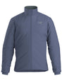 MAtomJacket-A slate blue full-zip jacket with a stand-up collar and a small Arc'teryx logo on the left chest, displayed on a clean white background.