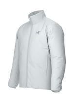MAtomJacket-A light gray full-zip jacket with a stand-up collar and a small black Arc'teryx logo on the left chest, shown against a plain white background.