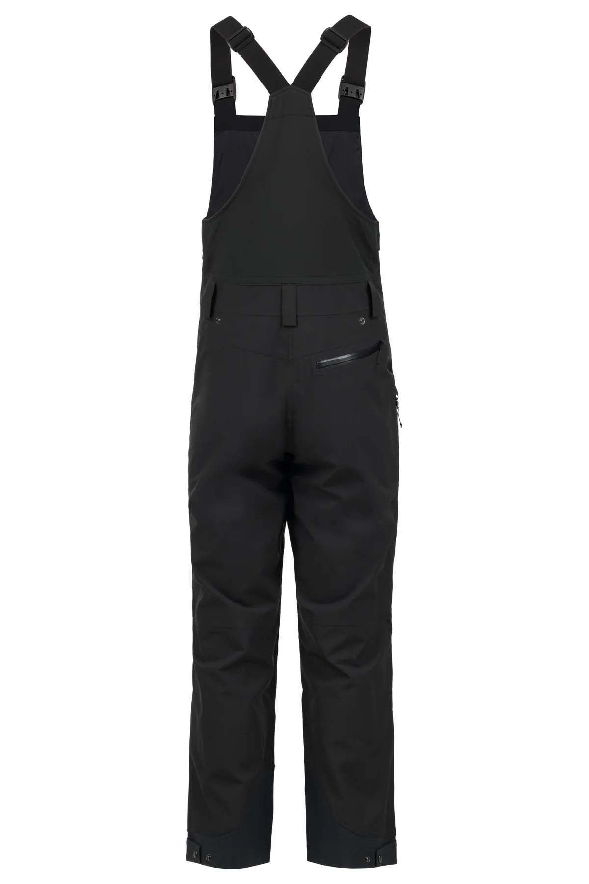 MBakerBib-Black bib overalls with black suspenders on a white background