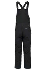 MBakerBib-Black bib overalls with black suspenders on a white background