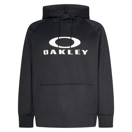 MBarkDWRFleeceHoody-Black hoodie with Oakley logo on a white background