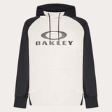 White and black hoodie with Oakley logo on a white background
