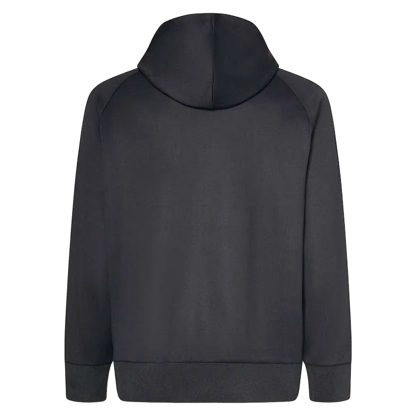 MBarkDWRFleeceHoody-Black hoodie with Oakley logo on a white background