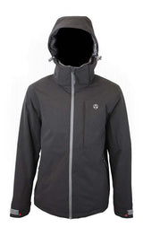 MBooterJacket- Black jacket with a hood on a white background