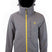 MBooterJacket- Gray jacket with a yellow zipper on a white background
