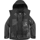 MBrilliant2.0InsulatedJacket-Black jacket with multiple pockets and a hood on a white background