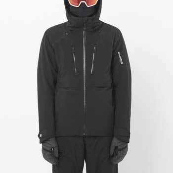 MBrilliant2.0InsulatedJacket-Black snow jacket with a hood on a white background