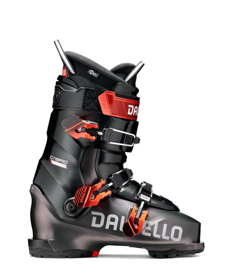 Cabrio MV 120 3DWrap- Black and red ski boot with 'Dabello' branding on a white background