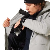 MCanopyIns.Jacket-Light gray jacket with black accents on a white background