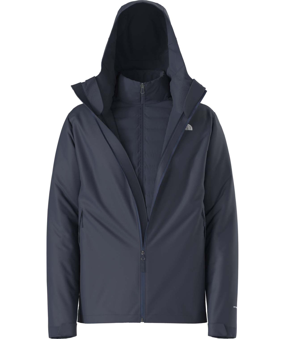 MCartoMonoTriclimateHoodedJacket-Dark blue jacket with hood on a white background