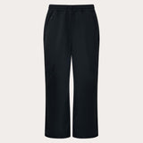 MChannelShellPant-Black wide-leg snow pants with an elastic drawstring waist and side pockets, shown on a light gray background.