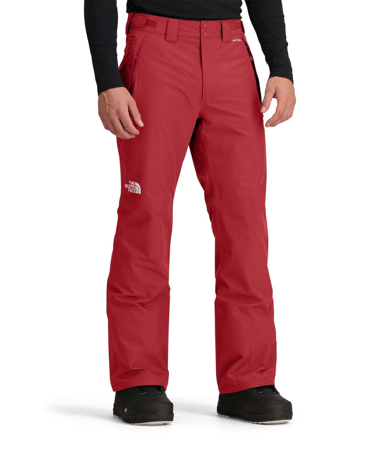 MDescenditPant- Person wearing a red snow pants on a white background