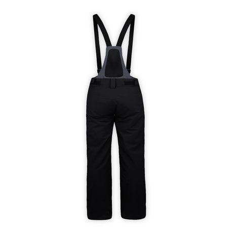 MDispatchSuspenderPant-Black snow pants with suspenders on a white background