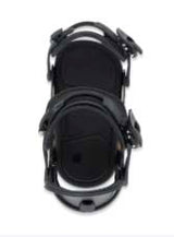 MDrone- Black snowboard bindings on a white background