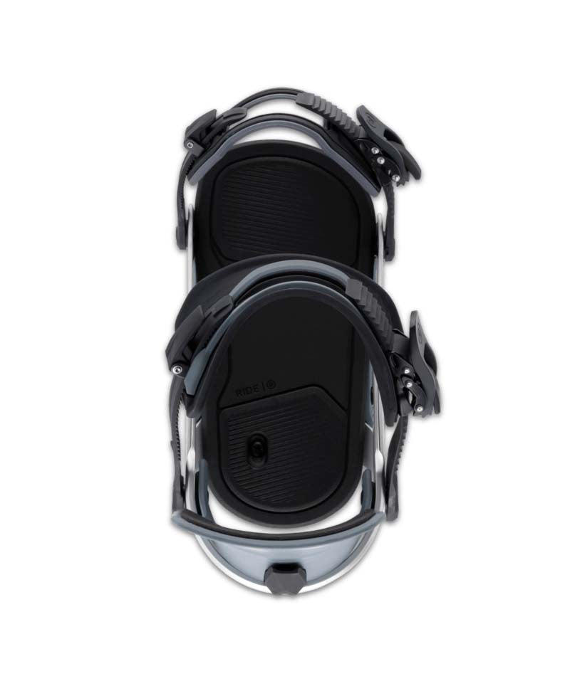 MDrone- Silver snowboard binding on a white background