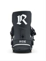 MDrone- Black snowboard bindings on a white background