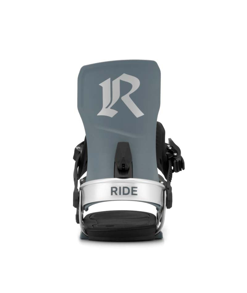MDrone- Silver snowboard binding on a white background