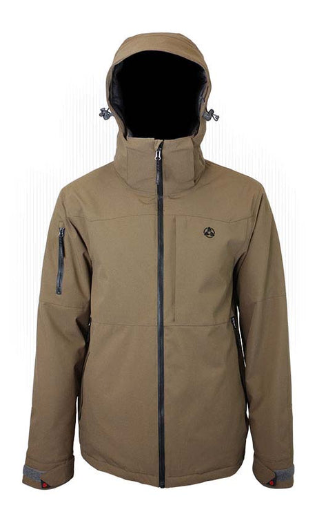 MDusterJacket-Brown jacket with a hood on a white background