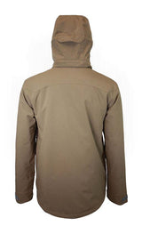 MDusterJacket-Brown jacket with a hood on a white background
