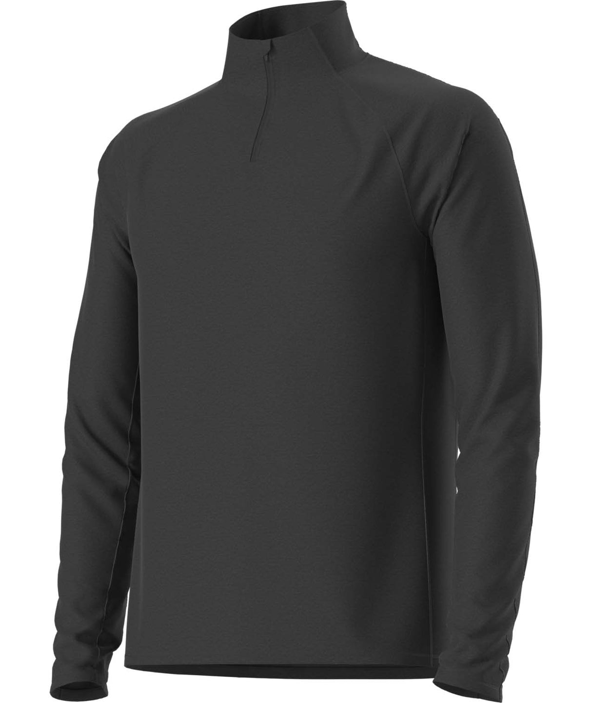 MDynamic1_4Zip-Black long-sleeve quarter zip with a high collar on a white background