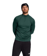 MDynamic1_4Zip-Green long-sleeve quarter zip with a high collar on a white background