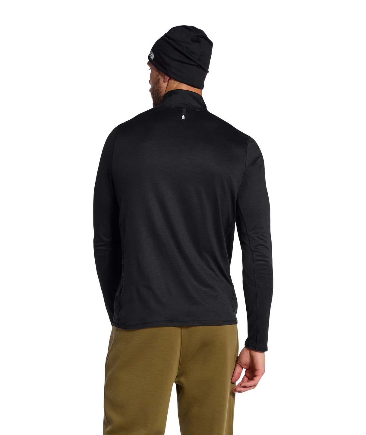 MDynamic1_4Zip-Black long-sleeve quarter zip with a high collar on a white background