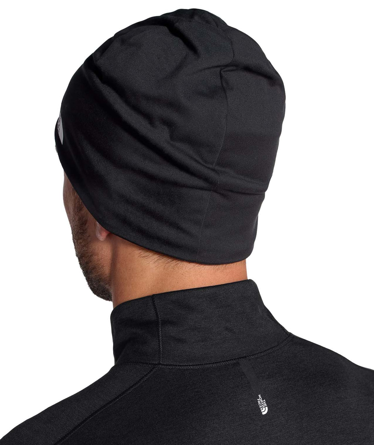 MDynamic1_4Zip-Black long-sleeve quarter zip with a high collar on a white background