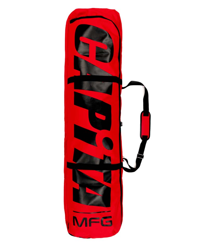 MFGBoardBag-Red and black ski bag with 'Capita' branding on a white background