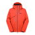 MFelnorJacket- A bright orange hooded outdoor jacket with a front zipper, zippered chest pocket, and a small black logo on the left chest, shown against a plain white background.