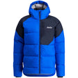 MFocusDownJacket- Blue and black puffer jacket with Swix logo on a white background