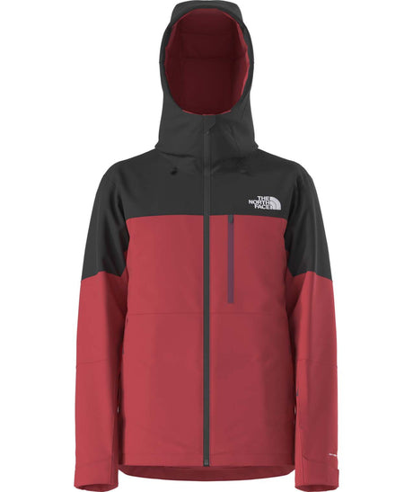 MFreedomInsulatedJacket- Black and red hooded jacket on a white background
