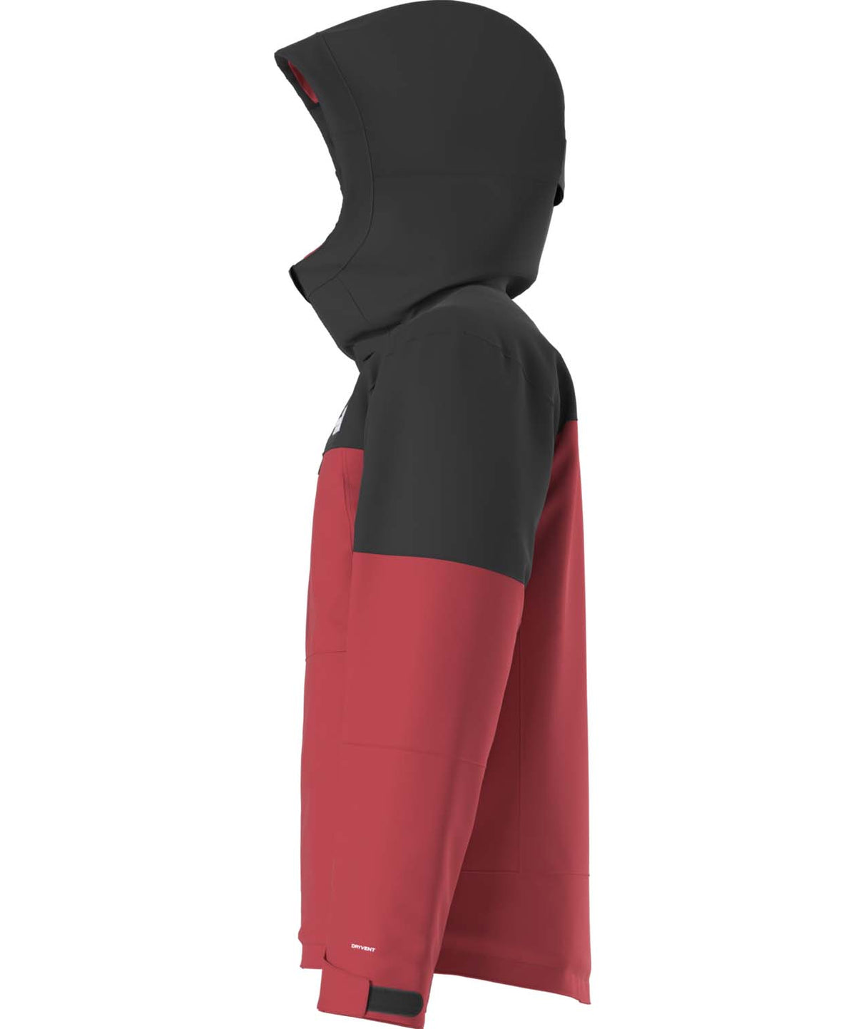 MFreedomInsulatedJacket- Black and red hooded jacket on a white background