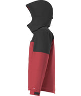 MFreedomInsulatedJacket- Black and red hooded jacket on a white background