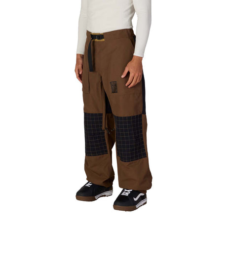 MGhost2.5LPant-Brown pants with plaid accents worn by a person on a white background