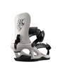 MGhostFase-White snowboard binding with black accents on a white background