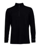 MHeavyweightGridFleece1_4Zip-Black long-sleeve shirt with a quarter zip on a white background