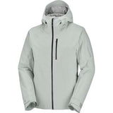 MHighlandInsulatedJacket-Light gray jacket with a hood on a white background