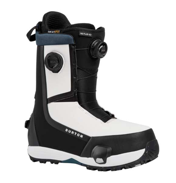MHighshotPlusStepOnSnowboardBoots-Black and white snowboard boot with Burton logo on a white background