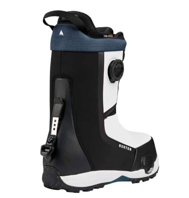 MHighshotPlusStepOnSnowboardBoots-Black and white snowboard boot with Burton logo on a white background