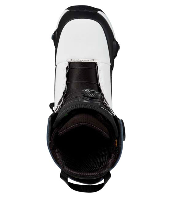 MHighshotPlusStepOnSnowboardBoots-Black and white snowboard boot with Burton logo on a white background