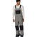 MHotLapInsulatedBib- A man modeling gray bib snow pants with black knee patches and a black chest pocket, worn over a white long-sleeve shirt, black beanie, and black boots, on a white studio background.